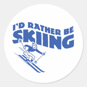 Ich würde lieber Ski fahren (männlich) Runder Aufkleber