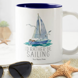 Ich würde lieber Zitat fahren - Wasserfarbensegler Zweifarbige Tasse