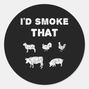 Ich würde rauchen, dass Koch Smoker Grillen Gesche Runder Aufkleber