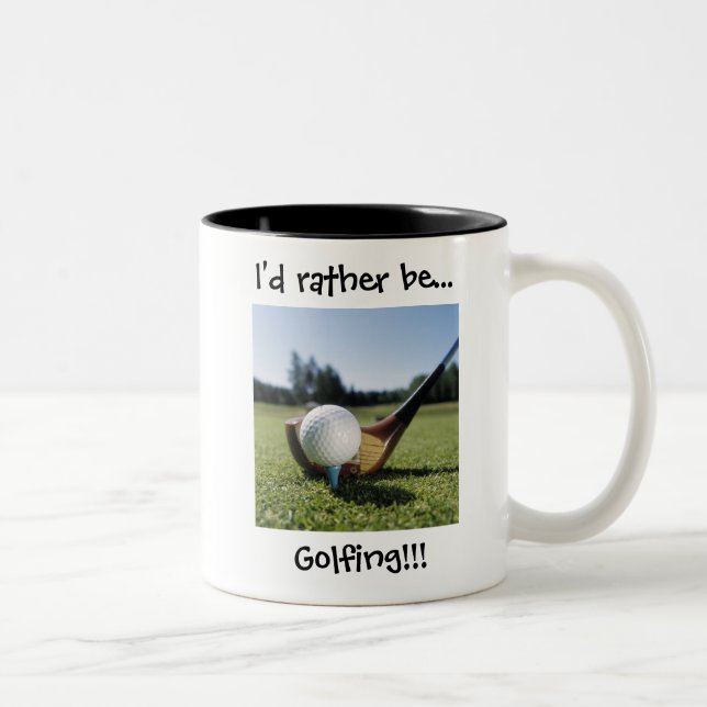 Ich würde vielmehr…!! Golf spielen! 11oz. Becher Zweifarbige Tasse (Rechts)