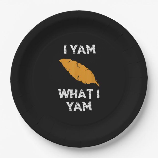 Ich Yam, was ich Yam Funny Erntedank Pappteller (Vorderseite)