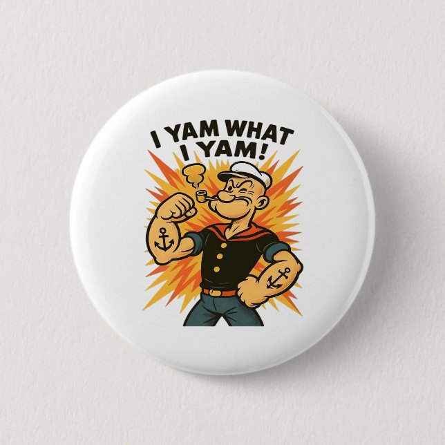 Ich Yam, was ich Yam Popeye Cartoon Zitat Classic Button (Vorderseite)