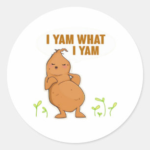 Ich Yam, was ich Yam Trendy Basic Runder Aufkleber