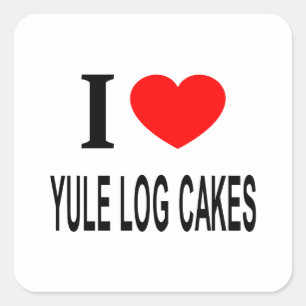 Ich ❤️ YULE LOG KUCHEN Ich liebe YULE LOG KUCHEN I Quadratischer Aufkleber