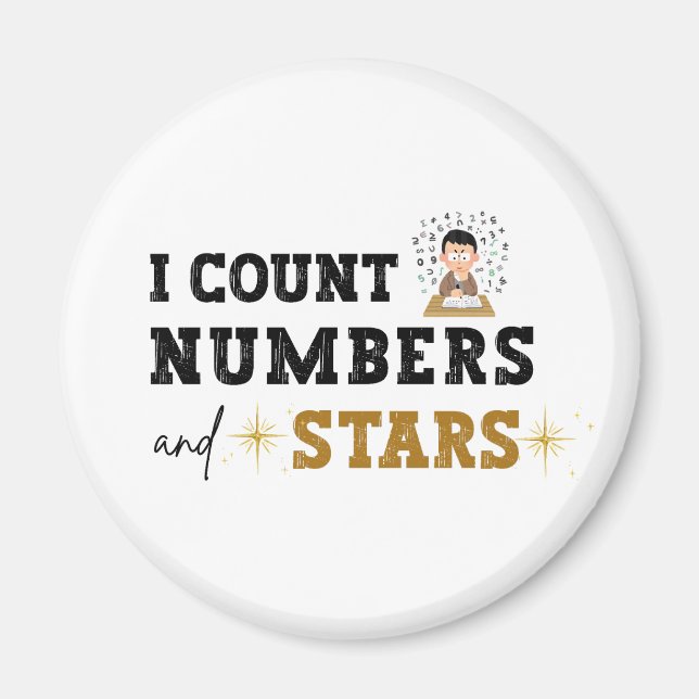 Ich zähle Zahlen und Sterne - Buchhalter Magnet (Vorne)