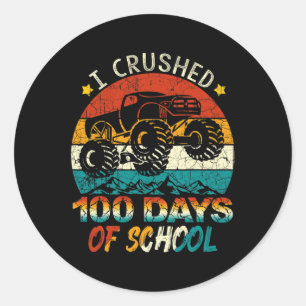 Ich zerbrach 100 Tage Schulmonster-Lkw-Kinder-Bo Runder Aufkleber