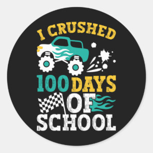 Ich zerbrach 100 Tage Schulmonster-Lkw-Kinder-Bo Runder Aufkleber