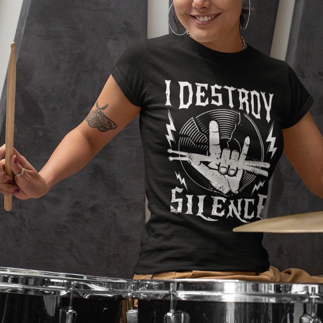 Ich zerstöre die Stille Musikband Beat Drummer T-Shirt (Von Creator hochgeladen)
