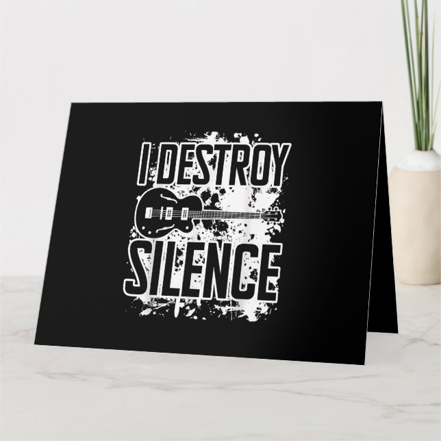 Ich zerstöre Silence Bass Player Funny Guitar Musi Karte (Vorderseite)