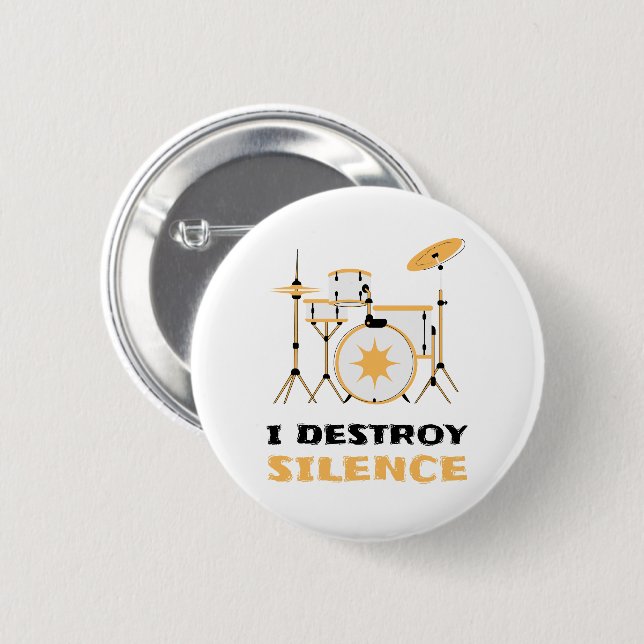 Ich zerstöre Stille Funny Drummer Button (Vorne & Hinten)