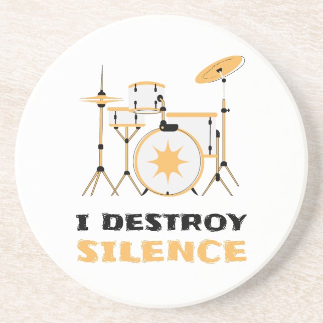 Ich zerstöre Stille Funny Drummer Getränkeuntersetzer (Vorne)