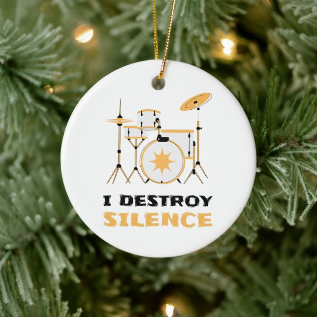 Ich zerstöre Stille Funny Drummer Keramik Ornament (Baum)