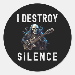 Ich zerstöre Stille Ghost Gitarre Funny Guitar Runder Aufkleber