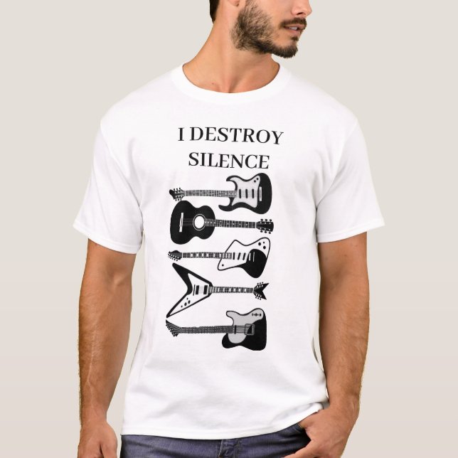 Ich zerstöre Stille Gitarre Männer Frauen Guita T-Shirt (Vorderseite)