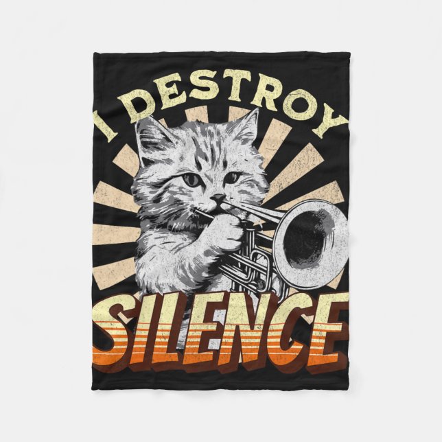 Ich zerstöre Stille - Katze Trumpeter Jazz Music m Fleecedecke (Vorderseite)