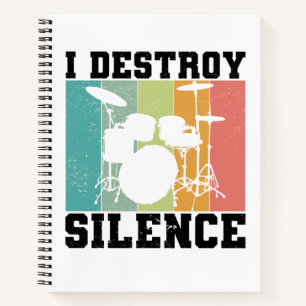 Ich zerstöre Stille störte Vintage Drummer Retro Notizbuch