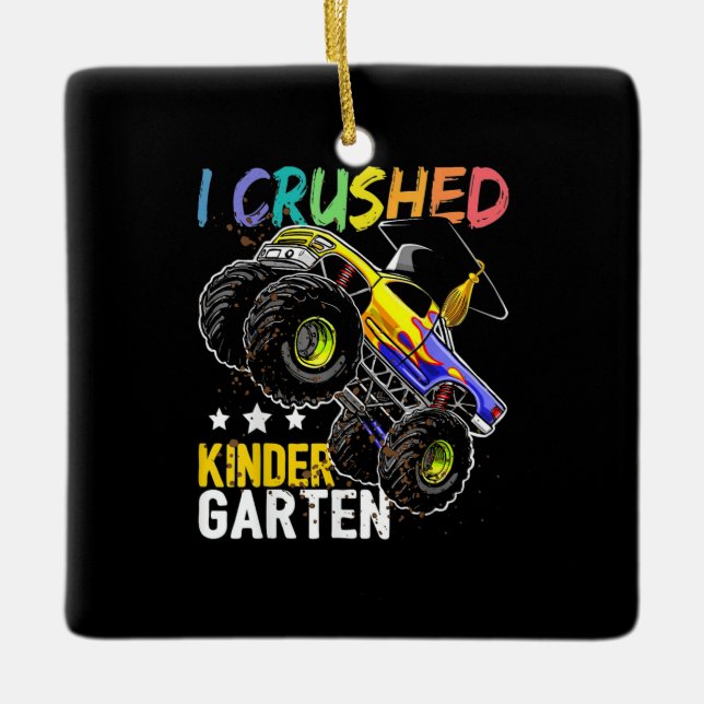 Ich zerstörte den Kindergarten-Monstertruck Keramikornament (Vorderseite)