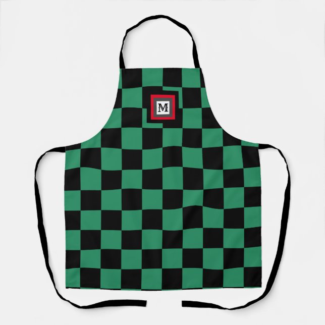 Ichimatsu Checkered Japanisches Muster Schürze (Vorderseite)