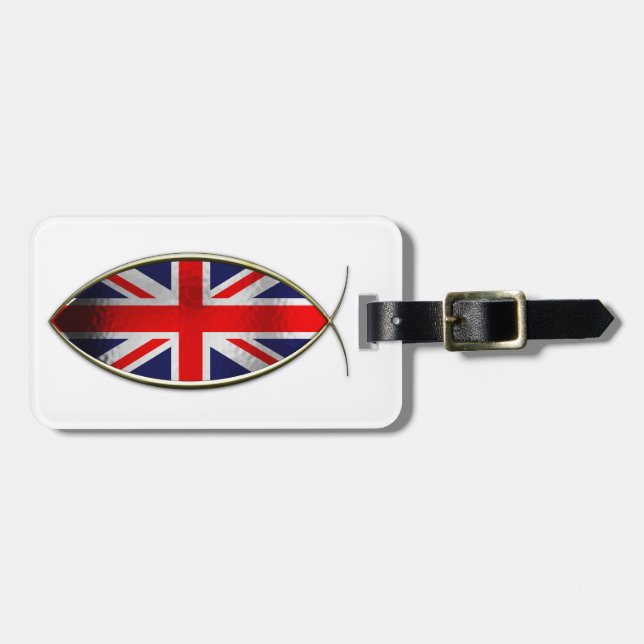 Ichthus - britische Flagge Gepäckanhänger (Vorderseite horizontal)
