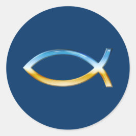 Ichthus - christlicher Fisch-Symbol-Himmel u. Runder Aufkleber