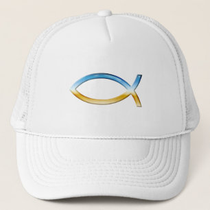 Ichthus - christlicher Fisch-Symbol-Himmel u. Truckerkappe