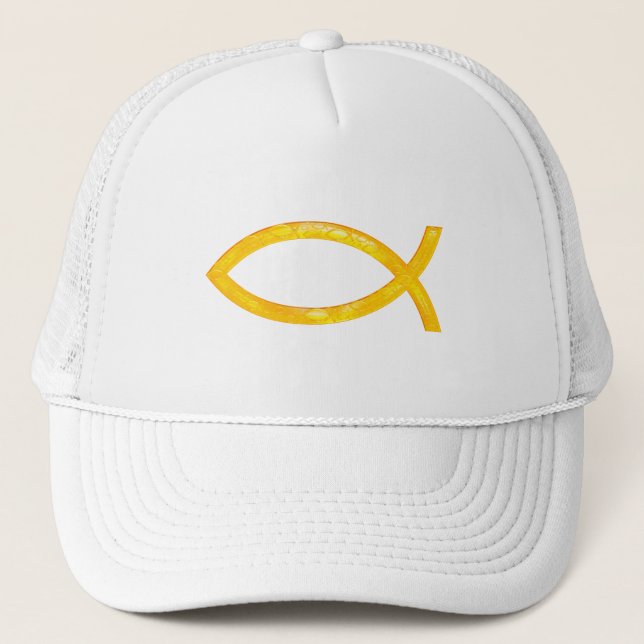 Ichthus - christliches Fisch-Symbol Truckerkappe (Vorderseite)