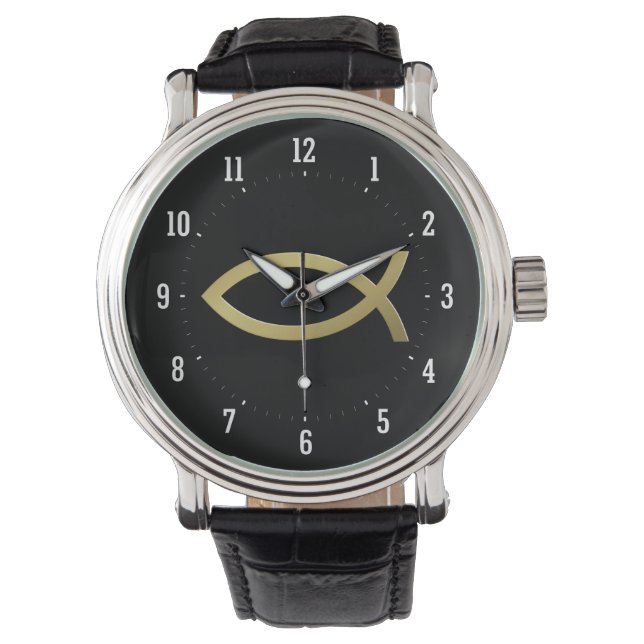 Ichthus - Christliches Fischsymbol Armbanduhr (Vorderseite)