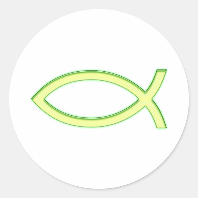 Ichthus - Christliches Fischsymbol - Hellgrün Runder Aufkleber (Vorderseite)