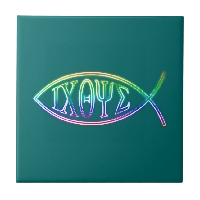 Ichthus - Christliches Fischsymbol - Liste Fliese (Vorderseite)
