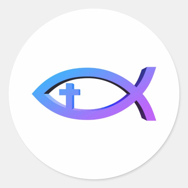 Ichthus | Christliches Fischsymbol mit Crucifix-Kl Runder Aufkleber (Vorderseite)