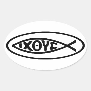 Ichthus Fisch-Symbol-Oval-Autoaufkleber Ovaler Aufkleber