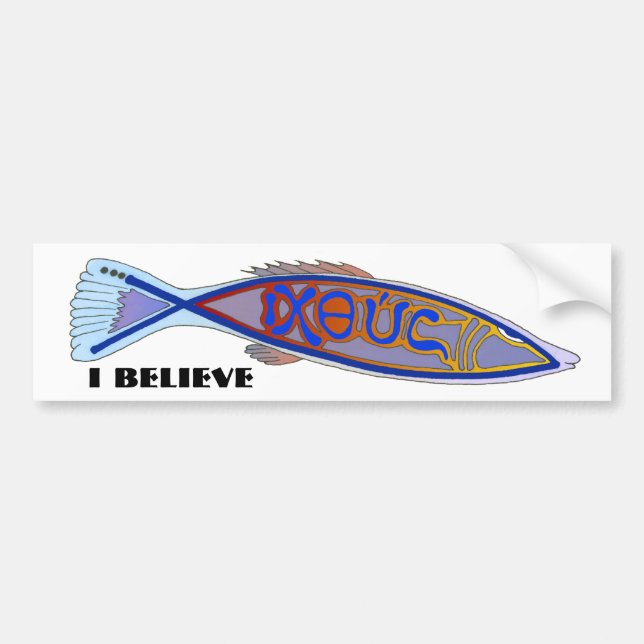 ICHTHUS Fische: ICH GLAUBE Autoaufkleber (Vorne)