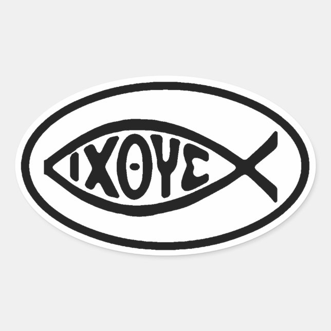 Ichthus Fish Symbol Oval Autoaufkleber Ovaler Aufkleber (Vorderseite)
