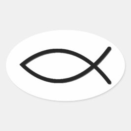 Ichthus Fish Symbol Ovaler Aufkleber