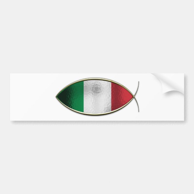 Ichthus - italienische Flagge Autoaufkleber (Vorne)