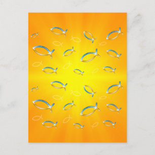 Ichthus Pattern - Christliches Fischsymbol Postkarte