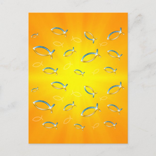 Ichthus Pattern - Christliches Fischsymbol Postkarte (Vorderseite)