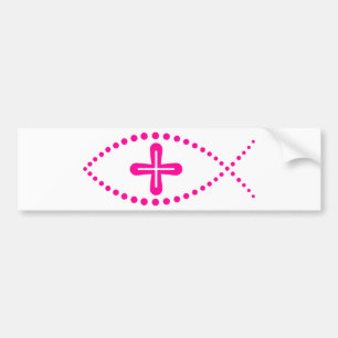 Ichthus rosa christliche Fische Autoaufkleber