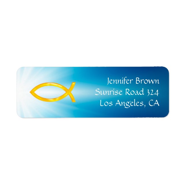 Ichthus - Symbole chrétien du poisson - Étiquette  (Devant)
