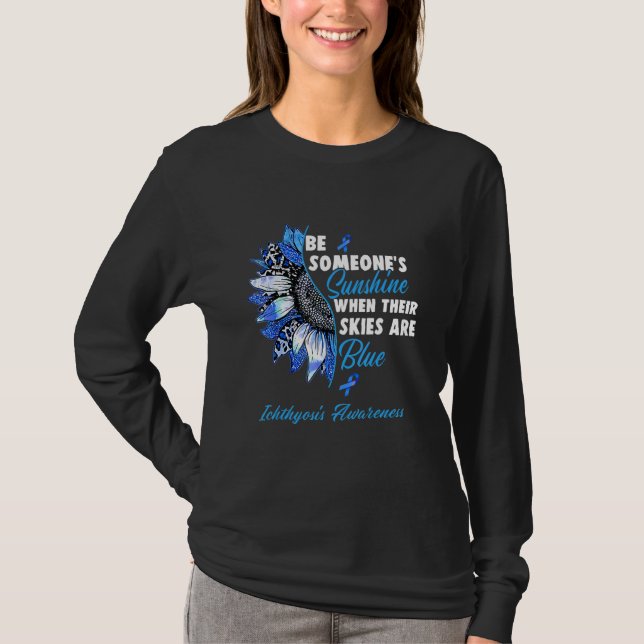 Ichthyosis Awareness Blue Ribbon Sonnenblume T-Shirt (Vorderseite)