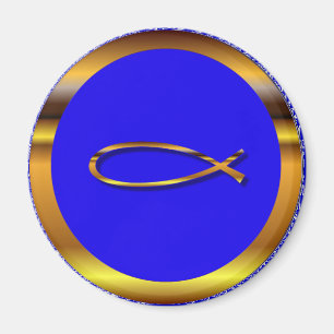 Ichthys Blau-Goldmagnet Magnet