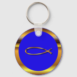 Ichthys Blue-Gold-Schlüsselanhänger Schlüsselanhänger