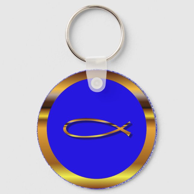 Ichthys Blue-Gold-Schlüsselanhänger Schlüsselanhänger (Vorderseite)