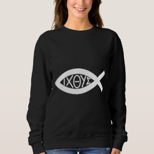 Ichthys Christlich Jesus Christus Fischsymbol Graf Sweatshirt