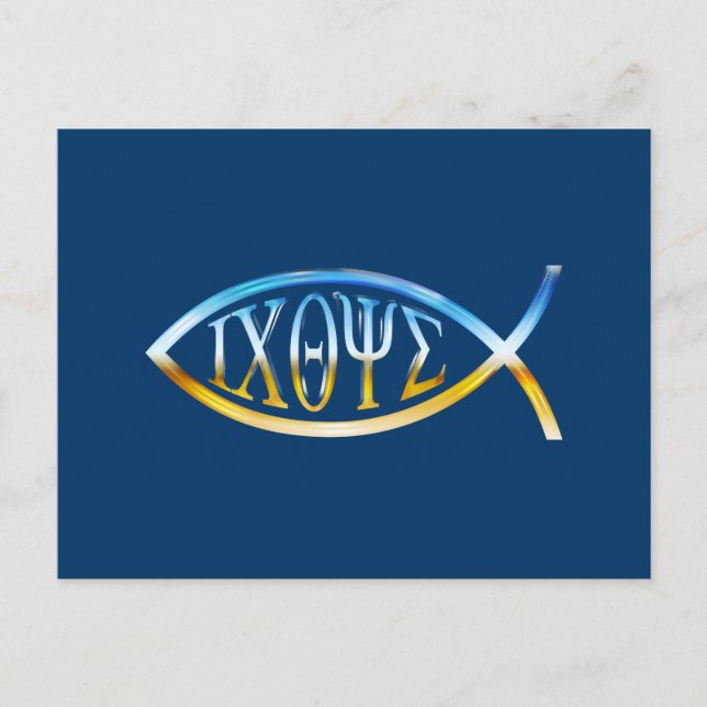 Ichthys | Christliches Fischsymbol | Sky & Ground Postkarte (Vorderseite)