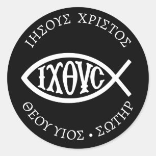 Ichthys Christliches Symbol Runder Aufkleber