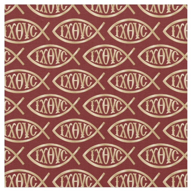 Ichthys-Christussymbol-Muster Stoff (Nahaufnahme)