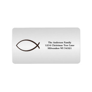 Ichthys Jesus Fisch-christliches Symbol Adressaufkleber