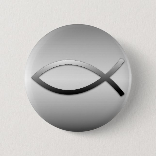 Ichthys Jesus Fisch-christliches Symbol Button (Vorderseite)
