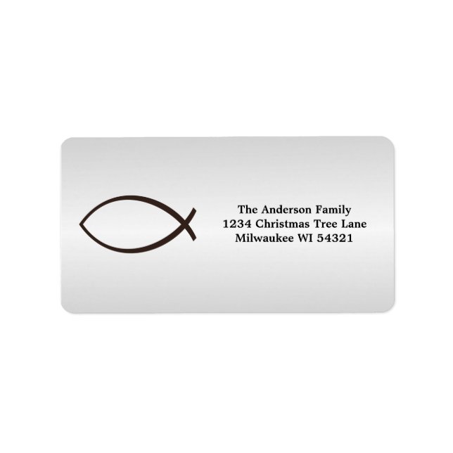 Ichthys Jesus Fish Christliches Symbol Adressaufkleber (Vorne)